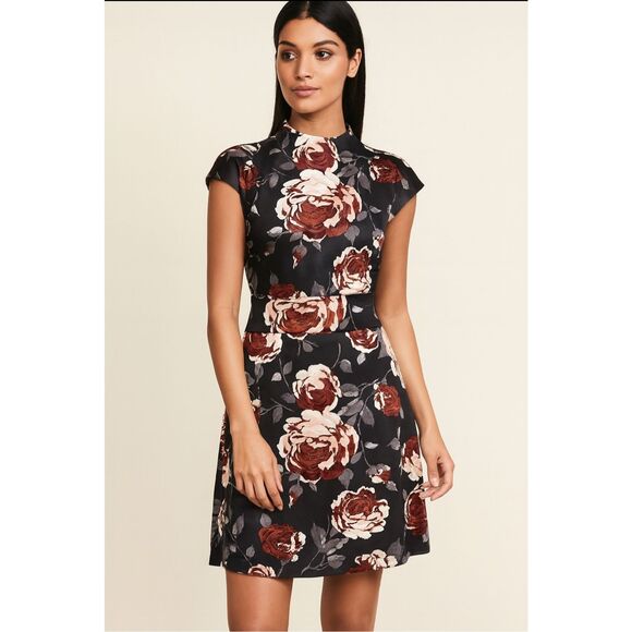 Theory Victoria Mod Floral Satin Fit & Flare Mini Dress NWT M - Picture 1 of 13